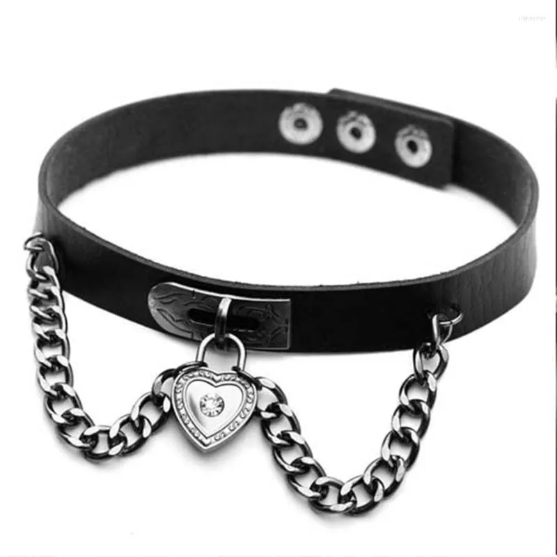 ZIMNO Heart PU Leather Goth Chokers Collar Necklace Sexy Punk